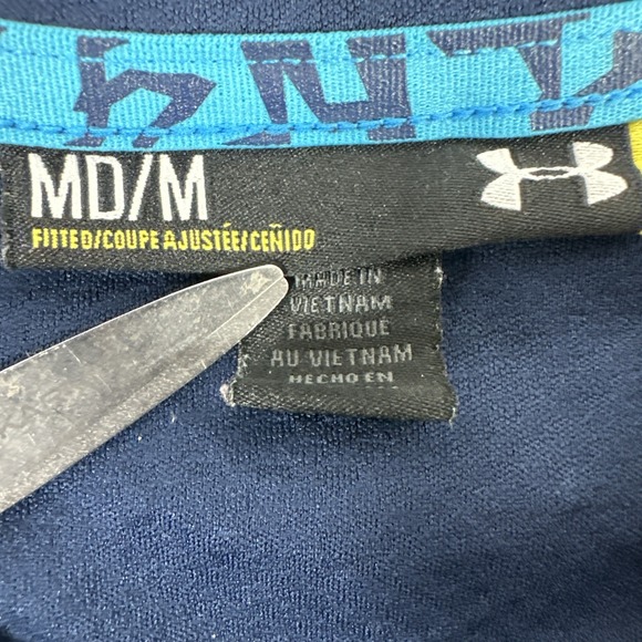 Under Armour 1/4 Zip Pullover Men's Medium Navy Hooded Combine Long Sleeve Run - Picture 2 of 8